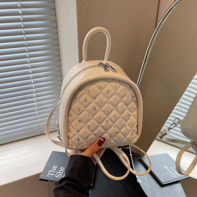 Rhombus Embroidered Thread Women's Backpack New Trendy Fashion Versatile Casual Backpack Small Backpack