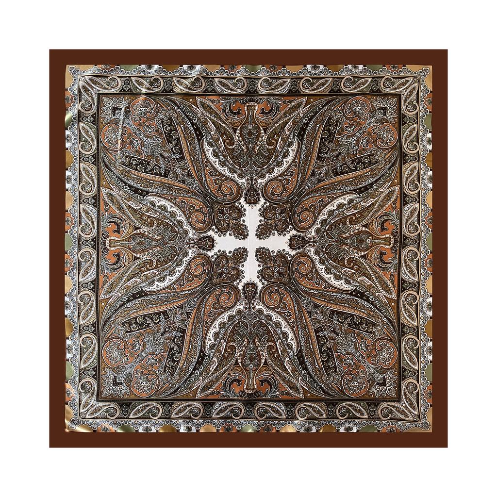 Women's 90cm Satin Paisley Print Square Scarf: Women's Shawl, Outerwear, Sun Protection, Headscarf, Scarf