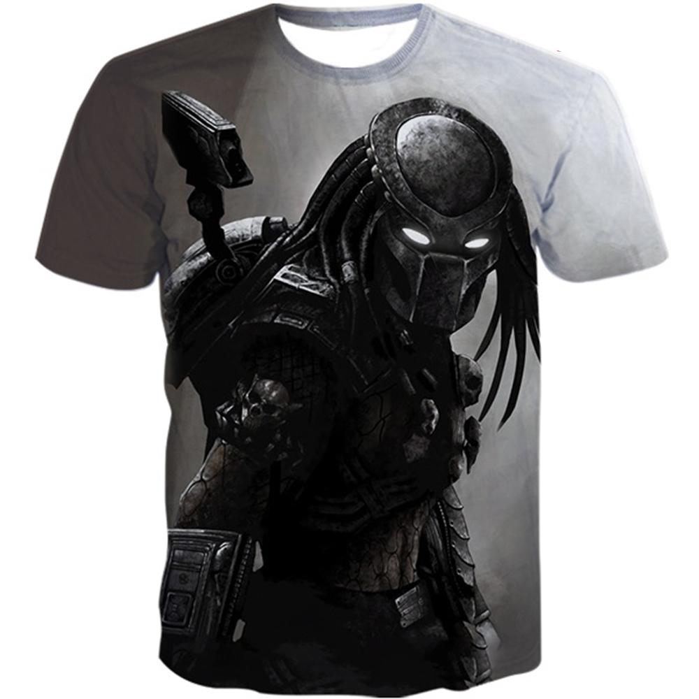 Creative Horror Design Predator 3D Printing Summer Fashion Leisure Cool Personality Street Style Short Sleeve