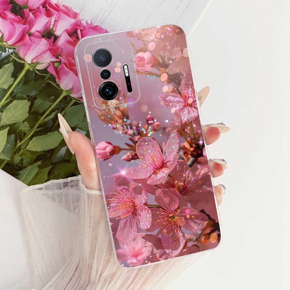 For Xiaomi 11T Pro 5G Case Transparent Silicone Fashion Flower Cover For Xiomi Xiaomi Mi 11 Pro Bumper Mi11T Mi11 Phone Case New