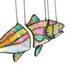 Handcrafted Stained Glass Fish Suncatcher Acrylic Fish Window Hanging Ornament Handmade Iridescent Fish Wind Chime for Patio Garden Home