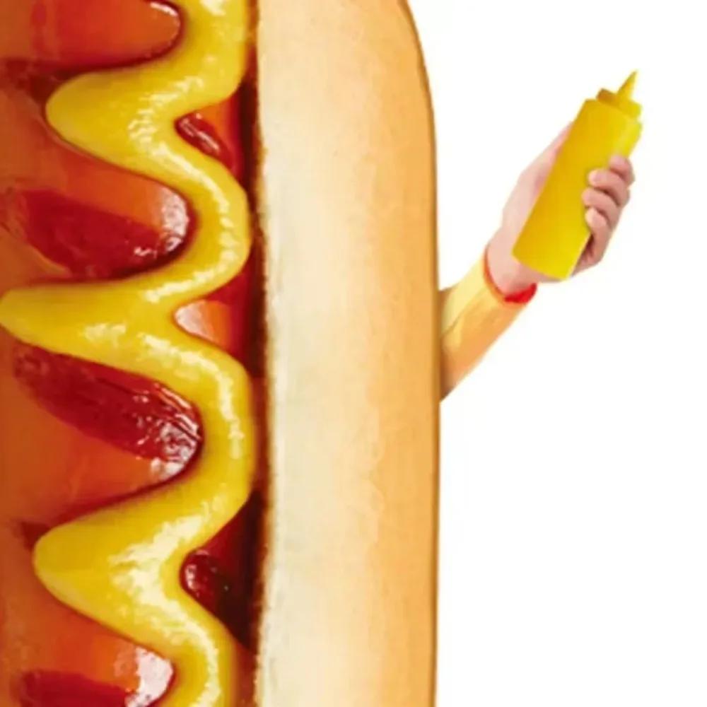 Halloween Cos Costumes Hot Dog Costumes for Adult Kids Funny Food Sausage Adult Child Unisex One-Piece Costume Carnival Jumpsuit