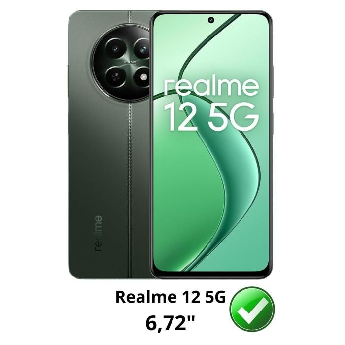 Härdat glas - Phonillico® - Realme 12 5G - 2-pack - Reptåligt - Skärmskydd