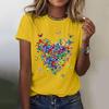 Women's Casual Floral Print Short Sleeved T-shirt With Round Neck  Top