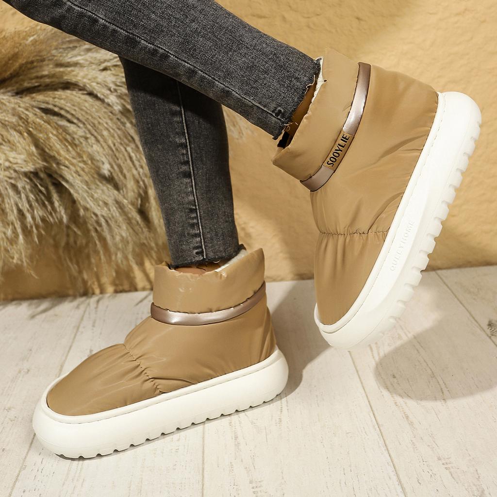 Fashion Waterproof Soft Plush Ankle Boots Women Winter Thick Sole Non-Slip Snow Boots Woman Down Comfort Keep Warm Cotton Padded Shoes88