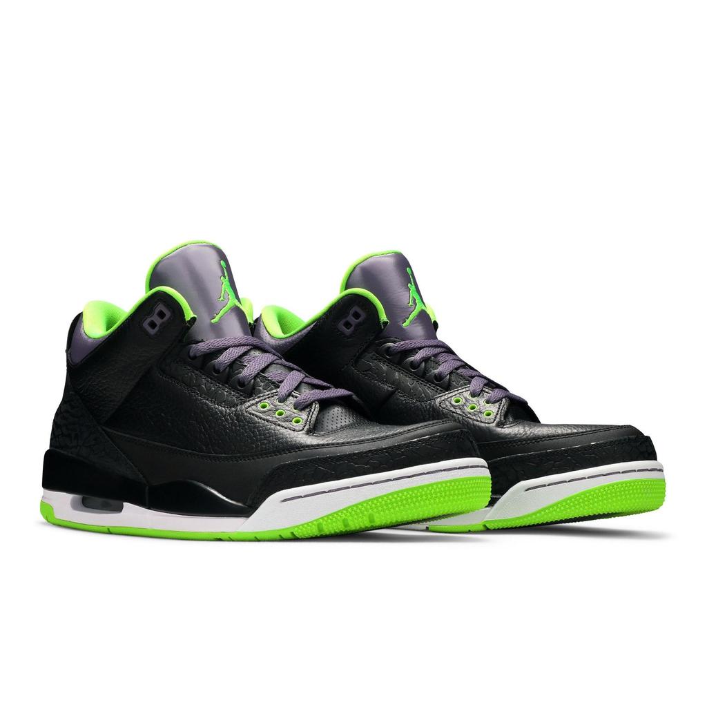 Air Jordan 3 Retro 'Joker' (Unisex) Black / Elctrc Grn-Cnyn Prpl-Wht Vintage Basketball Shoes 136064 018
