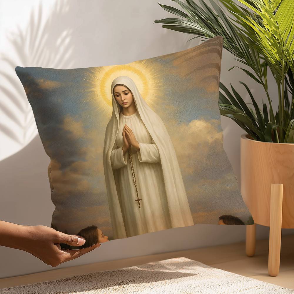 Christian Virgin Mary Cross Pillow Case Plush Fabric Soft Pillowcase Double Sided Print Cushion Cover Household Gifts
