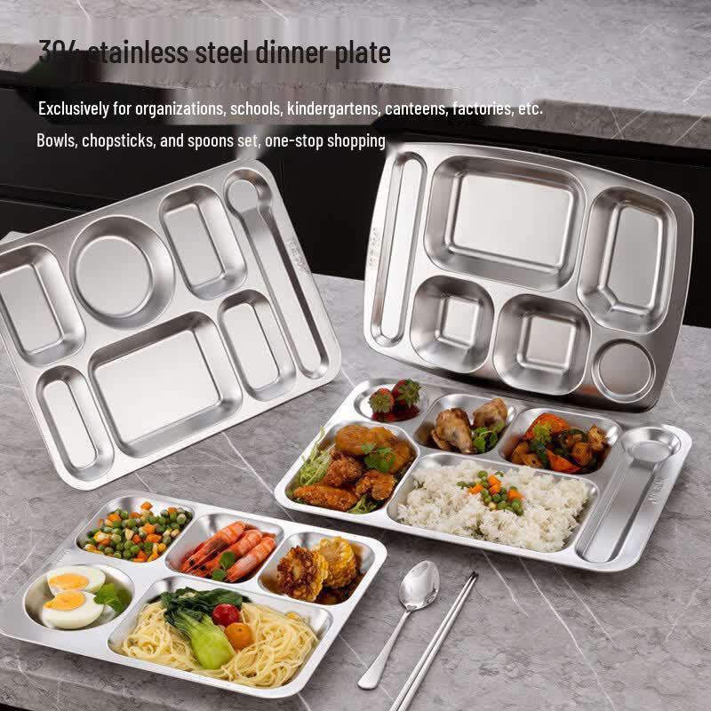Dewei Chi 304 Stainless Steel Divided Canteen Meal Plate