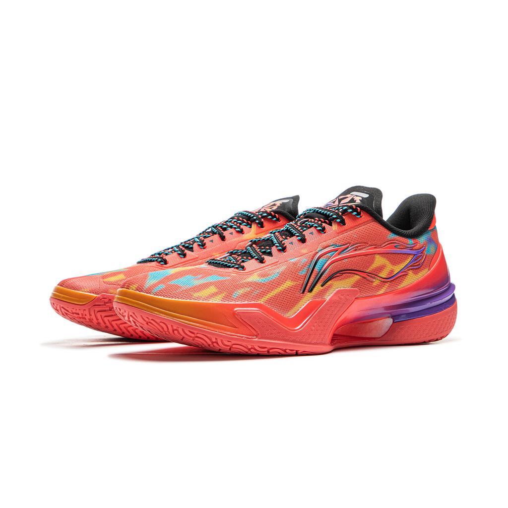 New LINING Knife 5 Basketball Shoes Men Low Top Fluorescent Flame Red ABAU101-6