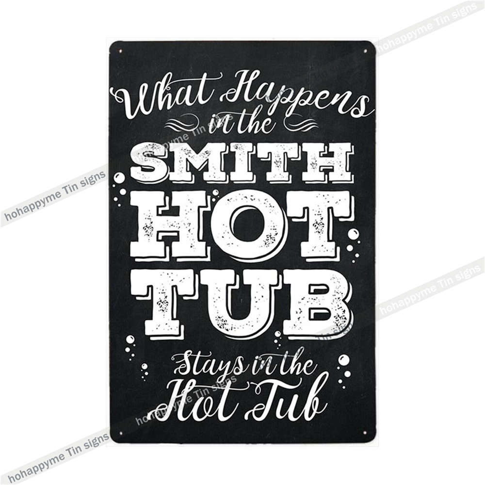 Funny Hot Tub Welcome Metal Sign (20x30cm) | Vintage | Beach/Bathroom/Bar Decor
