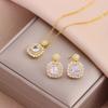 New Fashion Gold Plated Necklaces Earrings Sets For Women Female Trendy Party Jewelry Girls Daily Wear Neck Chain Earrings