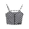 Women Korean Checkered Zipper Sexy Slim Camisole Short Top