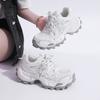 Heel height 5cm small leather dad shoes new lightweight sports shoes mesh breathable hollow casual shoes