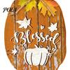 Party Decorations 5Pcs Fall Wooden Pumpkin Door Hanger for Front Door, Rustic Decorative Decor Farmhouse Welcome Sign Autumn Thanksgiving Wall Porch