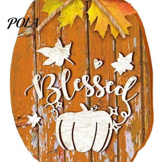 Party Decorations 5Pcs Fall Wooden Pumpkin Door Hanger for Front Door, Rustic Decorative Decor Farmhouse Welcome Sign Autumn Thanksgiving Wall Porch