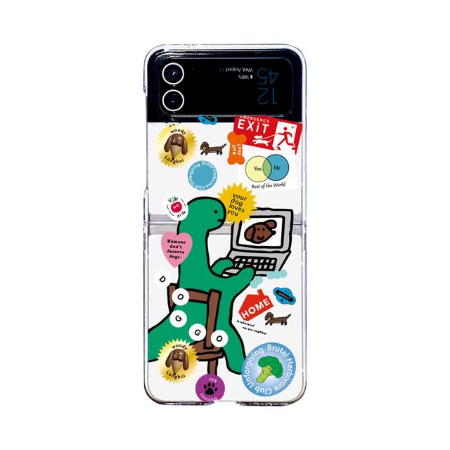 

Для Samsung Galaxy Z Flip 4 3 чехол с милым рисунком динозавра, прозрачный складной противоударный прозрачный чехол для ПК, аксессуары For Galaxy Z Flip 3