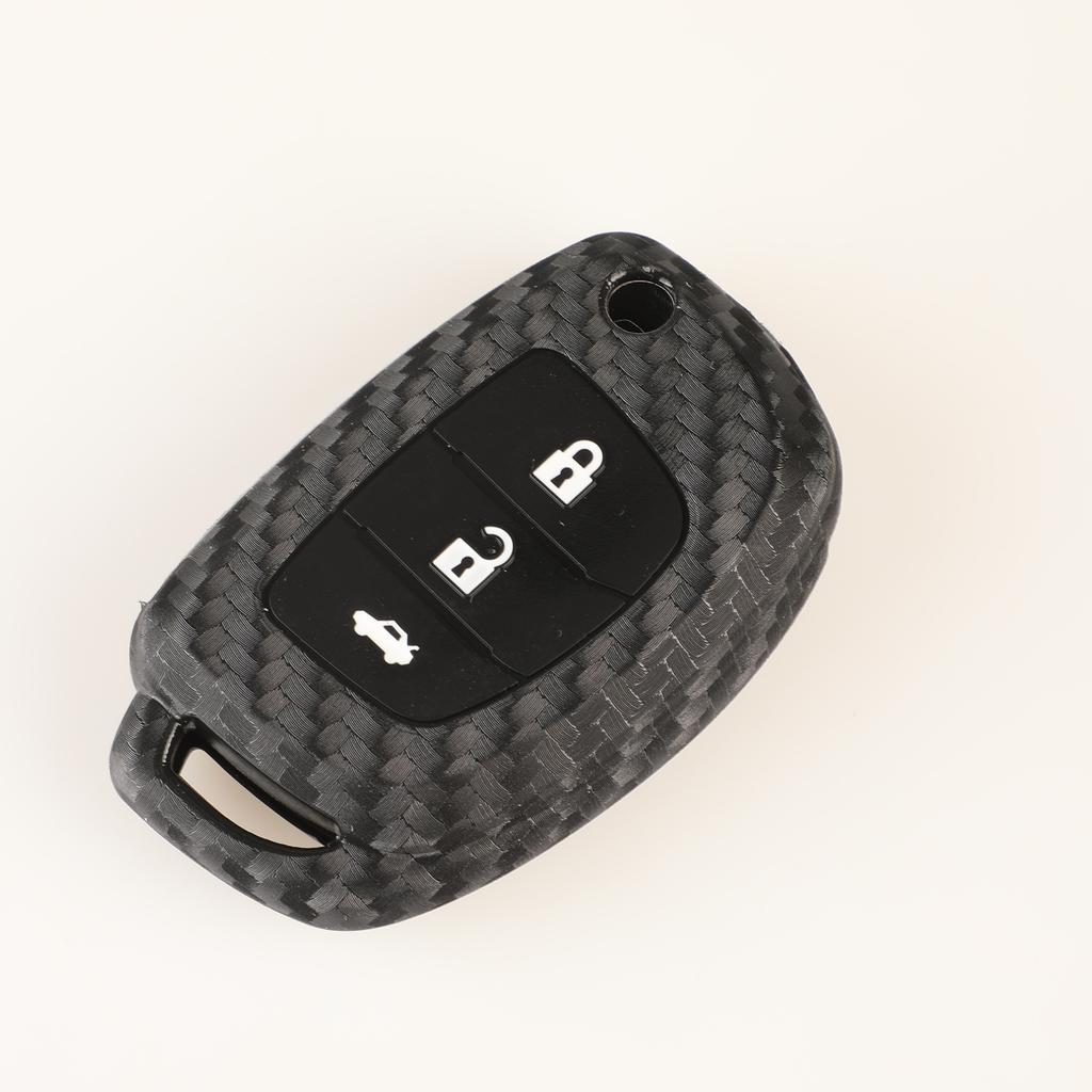 Jingyuqin Silikonowy Pokrowiec na Kluczyk Samochodowy z Włókna Węglowego 3/4 Przyciski Dla Hyundai Creta I10 I20 Tucson Elantra Santa Fe 2016 2017 2018