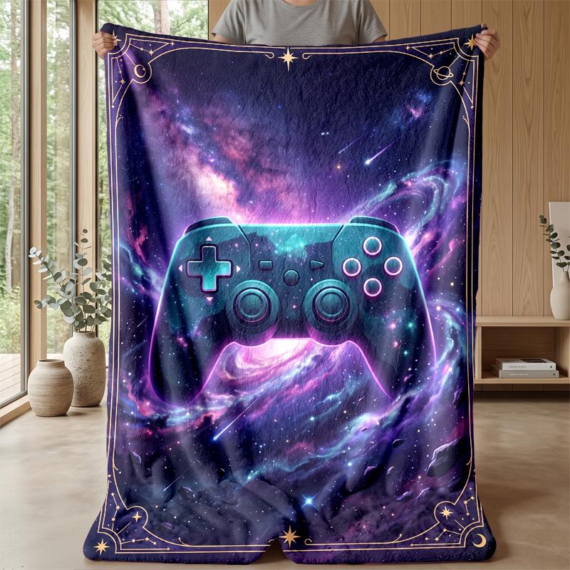 Galaxy Game Pad Theme Blanket Lightweight Warm Flannel Blanket Decorative Throw Blanket for Home Decoration
