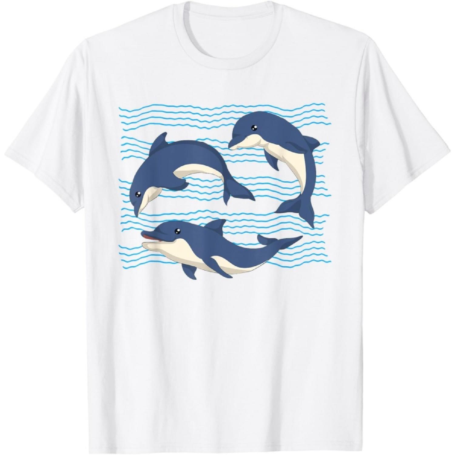 

Sea Animal Ocean Dolphins Waves Dolphin T-Shirt XXXXXL білий