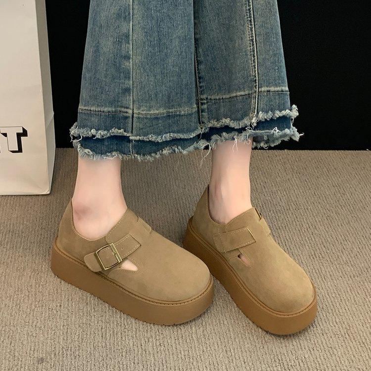 Birkenstocks с толстой подошвой «все включено», весенняя новинка, мягкие однобортные туфли для улицы 35