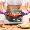 Leeseph Korean BBQ Grill Pan Round Griddle Pan for Gas Open Fire Camping Home Outdoor Stoves Circular Multiple Sizes Black