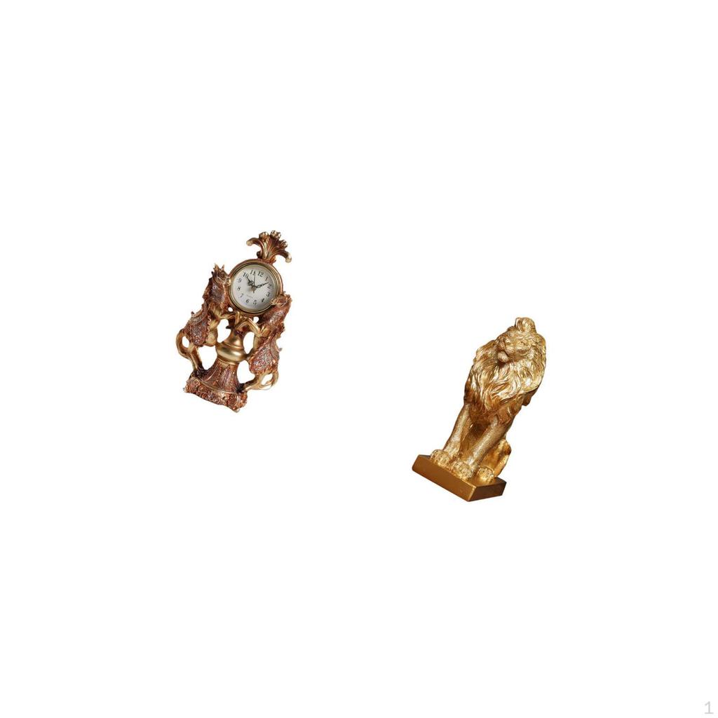 Majestic Equine Feline Timepiece Artistic Animal Sculpture Decorative Tabletop Ornament for Living