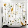 Fresh Natural Style Bathroom Shower Curtains Butterfly Flowers Green Leaves Home Bathroom Decor Waterproof Curtain With Hooks