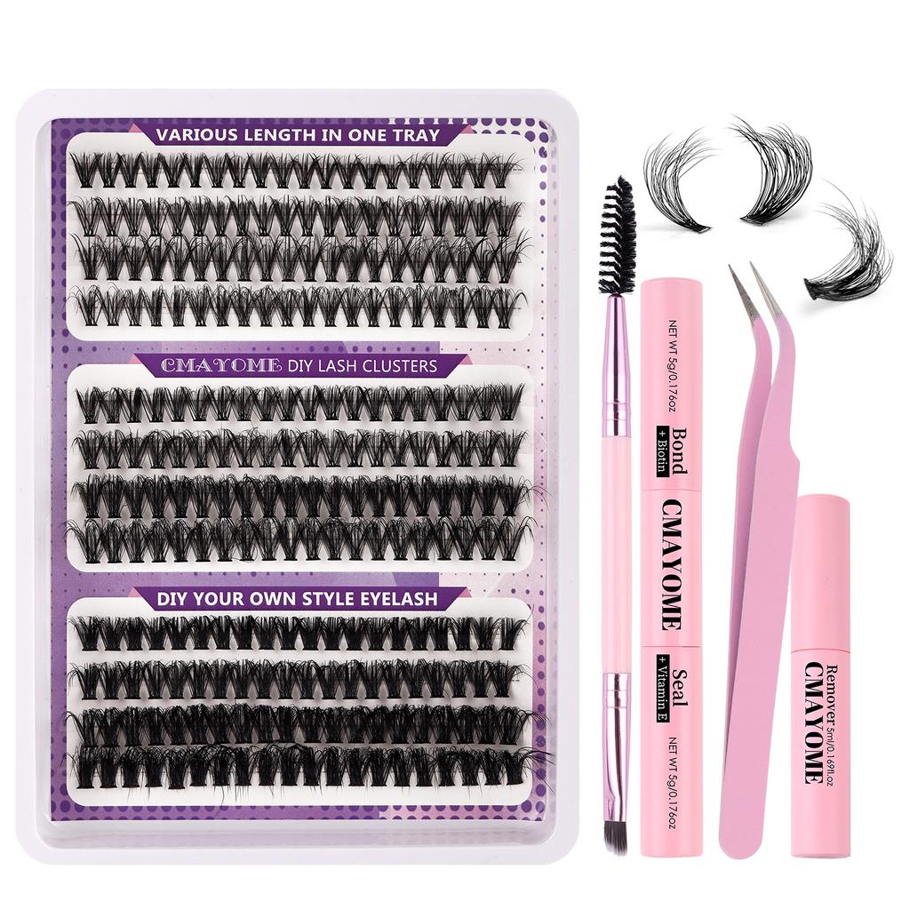 30D100D Dense Single Cluster False Eyelash Set 10-16Mm Curled Diy Segmented Eyelashes