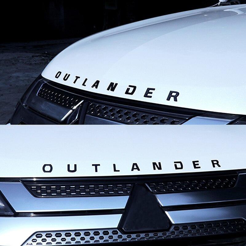 მორგებულია Outlander-ისთვის ორიგინალური ABS Chrome Car 3D Letter Hood ემბლემა ლოგო ბეჯის მანქანის სტიკერები მანქანის სტიკერების სტილის აქსესუარები