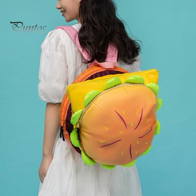 Mochila de hambúrguer com alças ajustáveis, design 3D realista, grande capacidade, compartimentos espaçosos, bolsa de armazenamento para mochila de hambúrguer de queijo