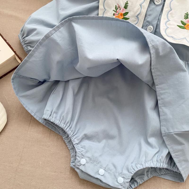 Sweet Princess Baby Girl Embroidered Collar Long-Sleeve Romper