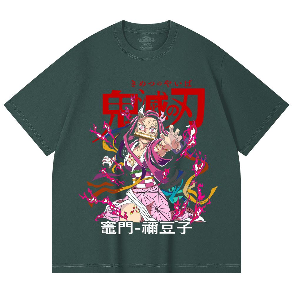 230 Gsm 100% Cotton Demon Slayer V72 Nezuko Print Unisex Heavy Cotton T Shirt
