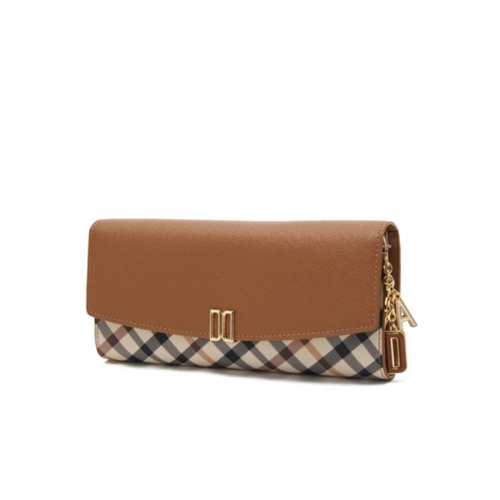 Daks Brown Check Dd Logo 3 Fold Long Wallet Dcwa6f421w2