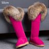 Fashion Fur One Real Fox Hair Over The Knee Boots Inside Elevating Women'S Boots Long Boots Super High Leather Waterproof Snow Boots