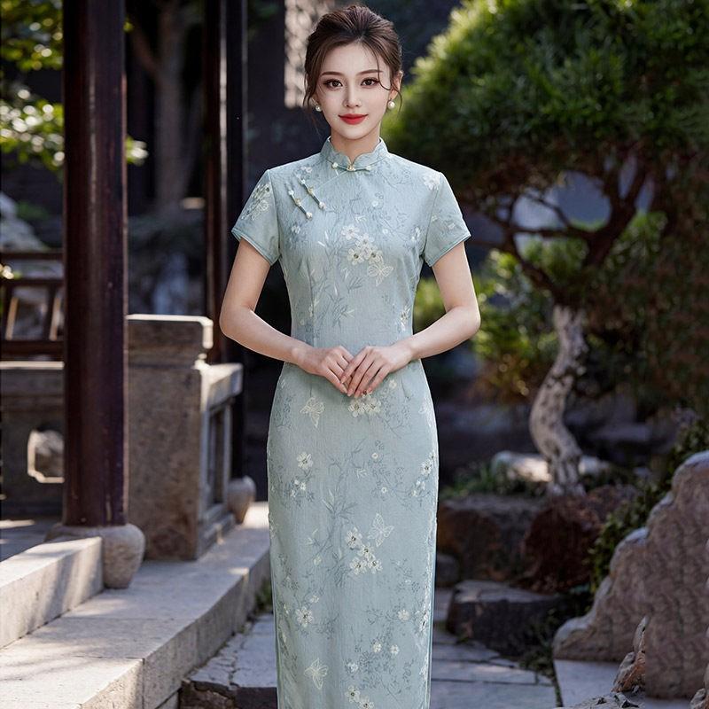 Yellow Modern Chinese-Inspired Midi Qipao Dress Women 2026 Stylish Everyday Wear