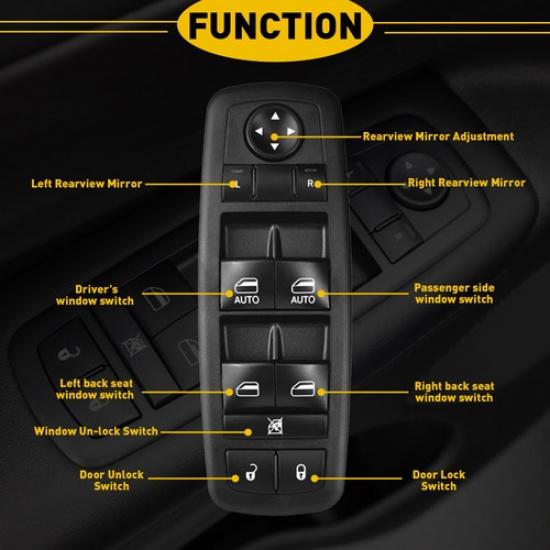 Master Window Control Lifter Switch 68184803AC For 2014- Jeep Grand Cherokee