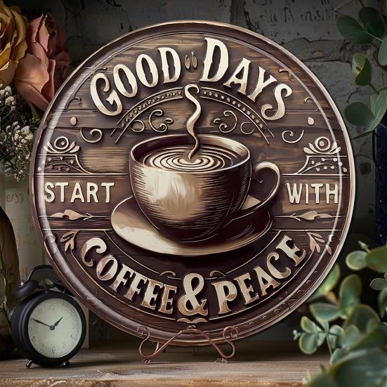 Round Wall Art Sign Retro Style Metal Welcome Sign Rustic Wall Sign for Front Door Bedroom Bathroom Bar Decoration