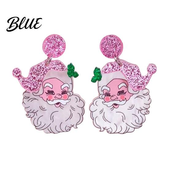 Fashionable Santa Claus Earrings Dangle Funny Christmas Glitter Charm Elegant