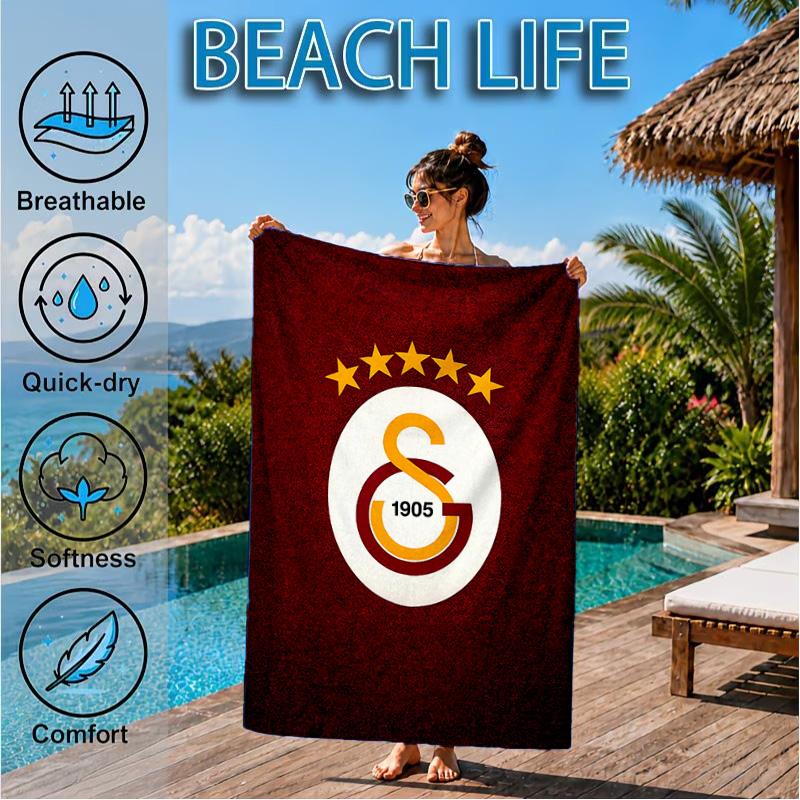 Galatasaray Football Club Emblem Beach Towel, Quick-drying, Easy to Care for, Suitable for Both Fitness and Beach Vacations,Sports Essential