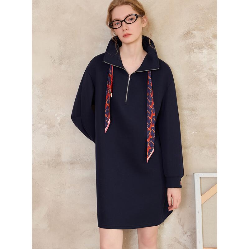 ELLE Embroidered Silk Scarf Sweatshirt Dress