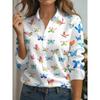 Large Size 3XL New Spring Autumn Women Shirts Fashion Cute 3D Animal Print Long Sleeve Blouses Tops Single Breasted Casual Shirt