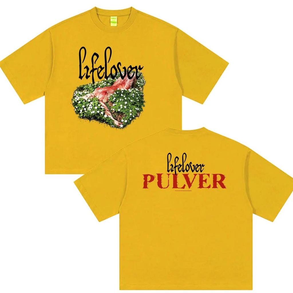 Men Women Lifelover Pulver Black Metal Band Graphic T Shirt Print O Neck Short Sleeve Loose Fit Casual Summer Streetwear Unisex Daily Tops Tees