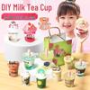 Children's DIY Mini Milk Tea Cup Craft Kit with Cream Glue - Gift for Girls and Female Elementary Students