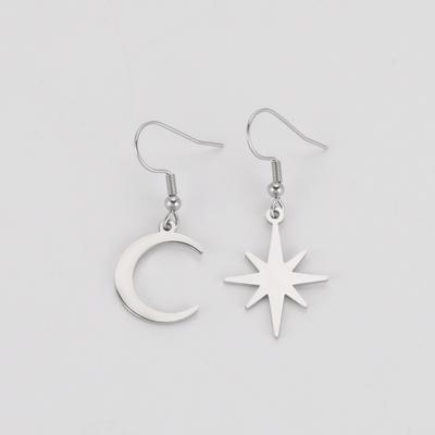 Fashion Stainless Steel Drop Earrings Star Moon Pendant Earrings for Women Girls Party Jewelry Gifts