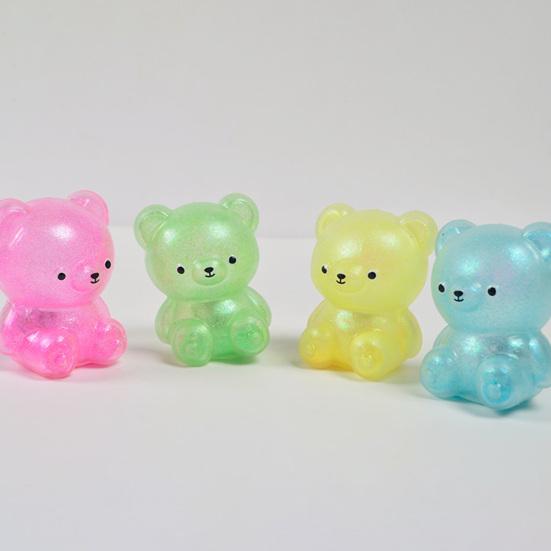 Bear Squeeze Toy Soft TPR Elastic Quick Rebound Lights Flashing Cartoon Bear Anti-stress Pinch Toy Colorful Squeeze Animal Fidget Toy Children Gift