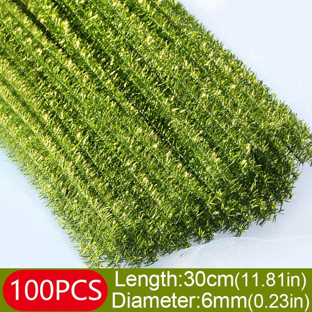 100 peças Novos Arames de Chenille Brilhantes de 30cm Barra de Torção Topo de Lã DIY Suprimentos de Artesanato Natal Palitos Arame