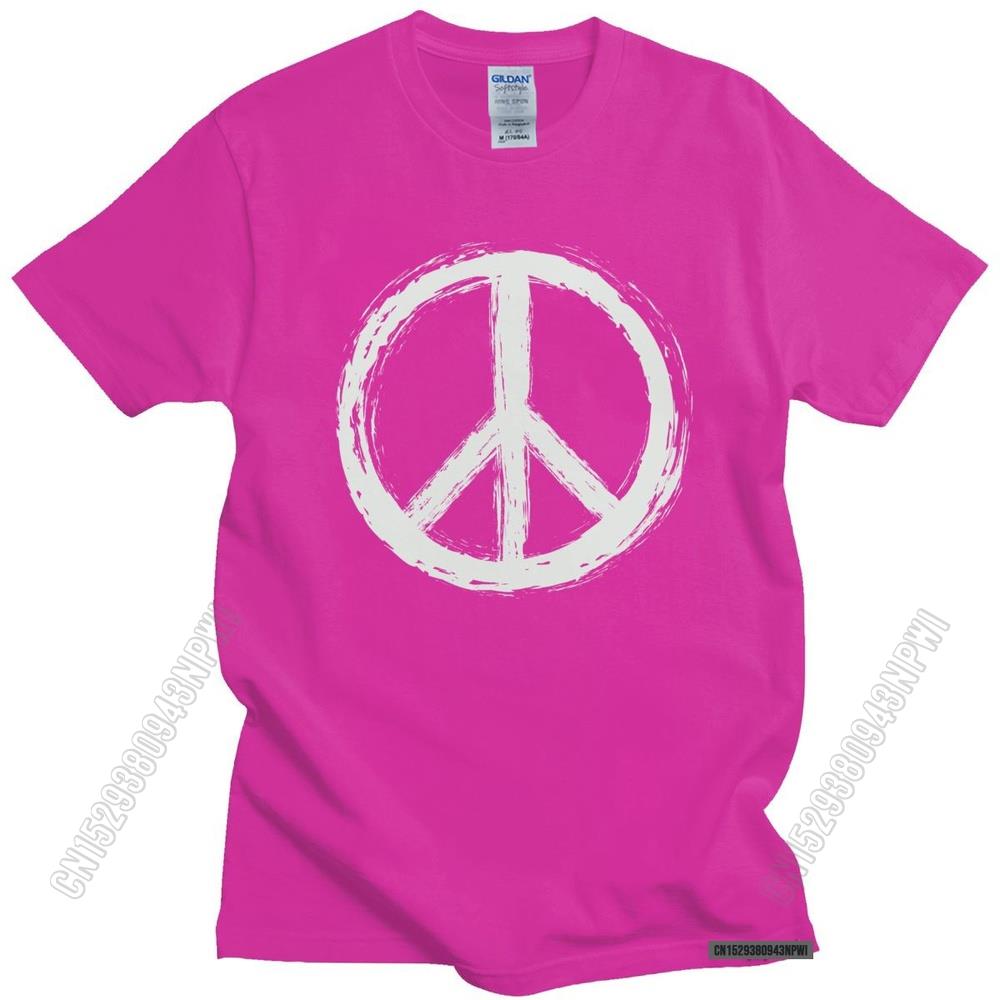 Vintage Peace Sign T Shirt Short Sleeve Casual Uniform Tee Tops 100% Cotton Urban Tshirt Slim Fit T-Shirt Merch