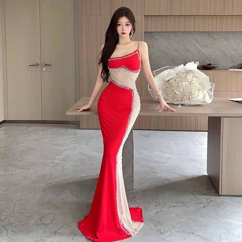 

Женское облегающее платье-сетка Celebrity Hot Diamond Splicing L