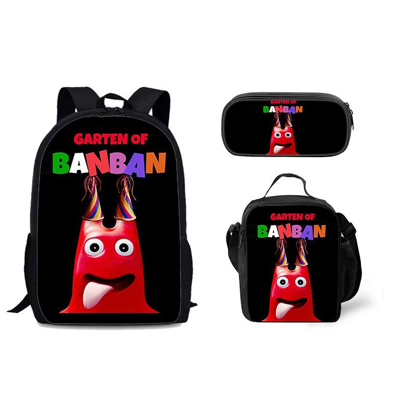 Classic Popular Novelty Funny Garten of Banban 3D Print 3pcs/Set Pupil School Bags Laptop Daypack Backpack Lunch Bag Pencil Case