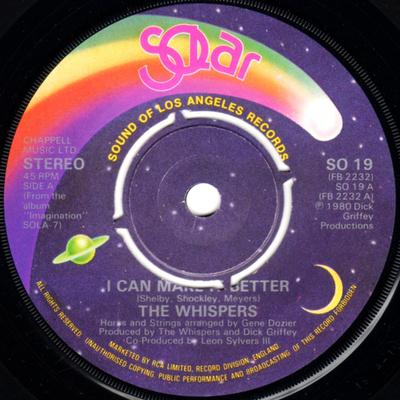 7inch Record WHISPERS - I Can Make It Better SO19 Solar 1981 UK Soul/Funk Used